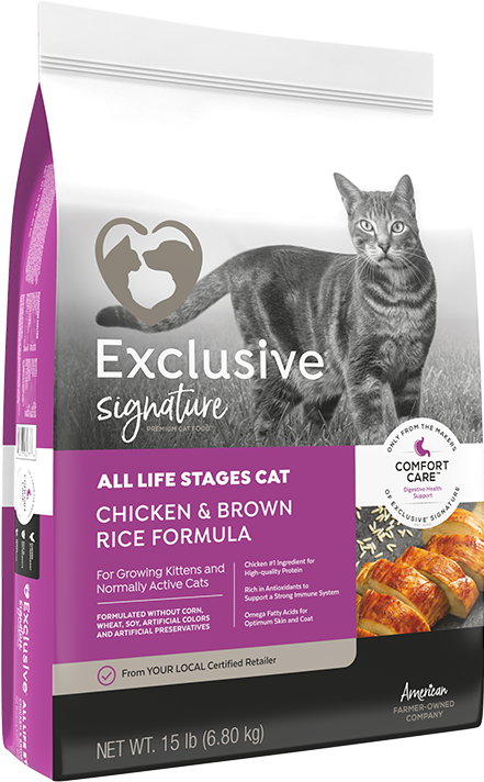 Exclusive® Signature All Life Stages Cat Chicken & Brown Rice Formula Cat Food Fashion