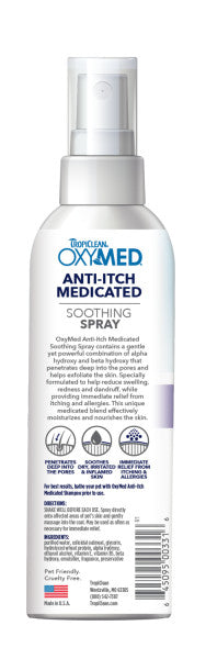 TropiClean OxyMed Medicated Anti itch Spray for Pets Hot on Sale