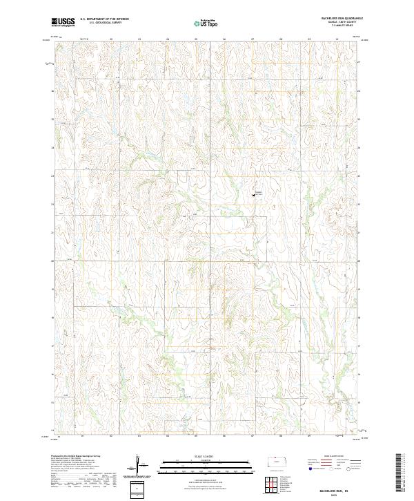 US Topo 7.5-minute map for Bachelors Run KS For Discount