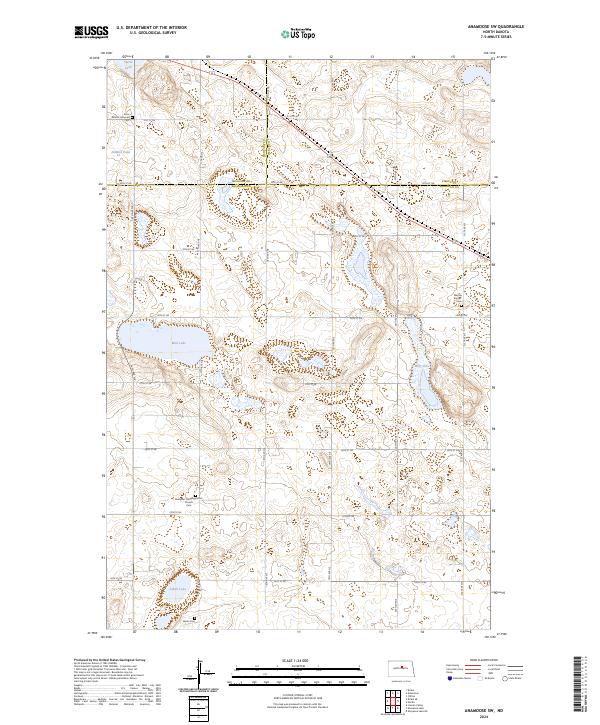 US Topo 7.5-minute map for Anamoose SW ND on Sale