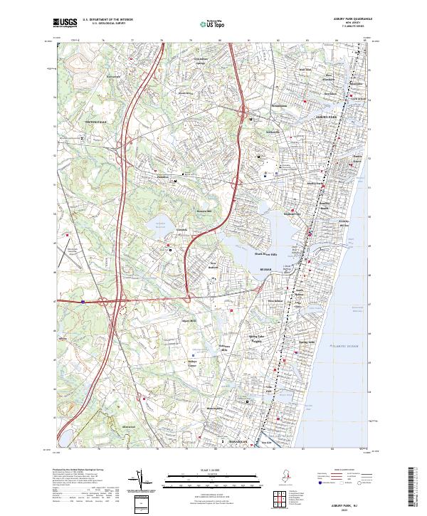 US Topo 7.5-minute map for Asbury Park NJ on Sale