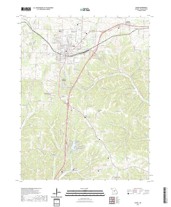 USGS US Topo 7.5-minute map for Eldon MO 2021 Online