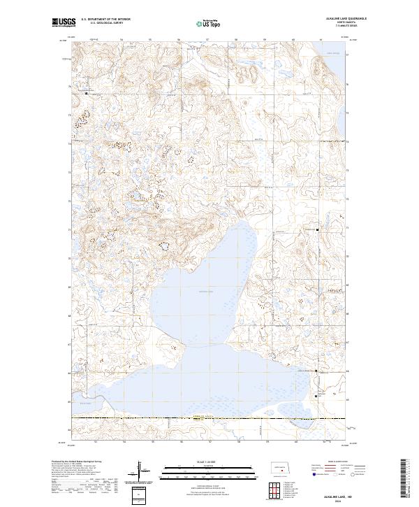 US Topo 7.5-minute map for Alkaline Lake ND Online now