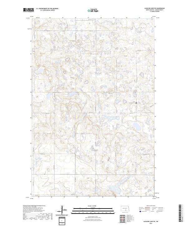 US Topo 7.5-minute map for Alkaline Lake SW ND Discount