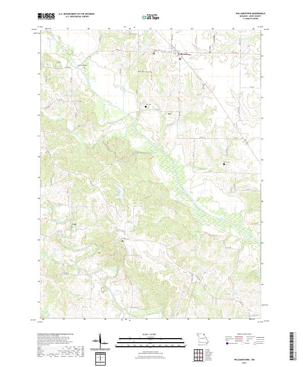 USGS US Topo 7.5-minute map for Williamstown MO 2021 For Sale