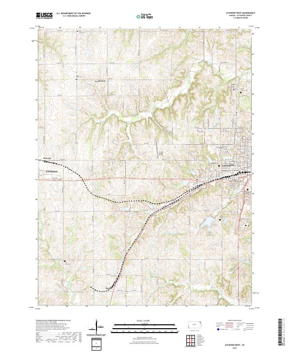 US Topo 7.5-minute map for Atchison West KS Cheap