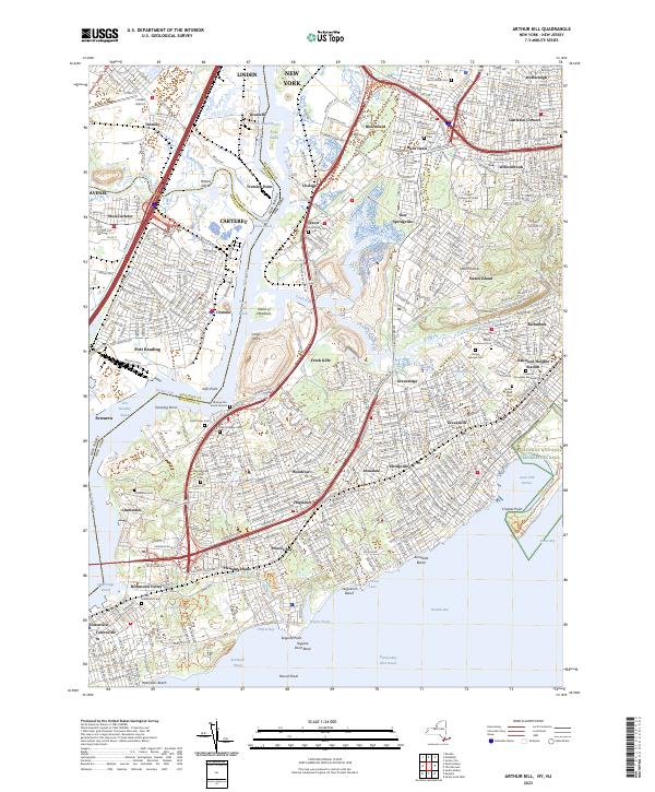 US Topo 7.5-minute map for Arthur Kill NYNJ For Discount