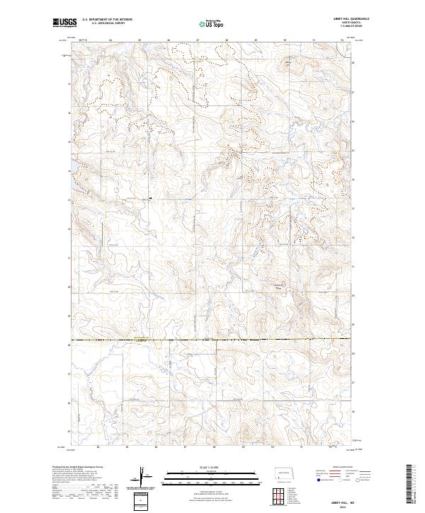 US Topo 7.5-minute map for Abbey Hill ND Fashion