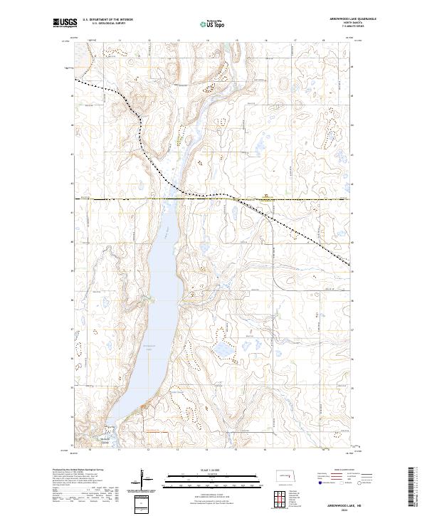 US Topo 7.5-minute map for Arrowwood Lake ND Online now