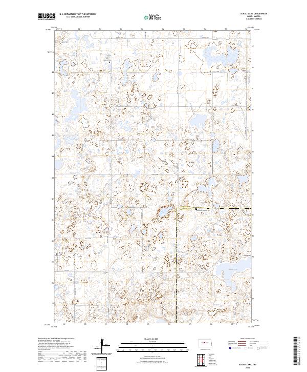 US Topo 7.5-minute map for Alkali Lake ND Sale