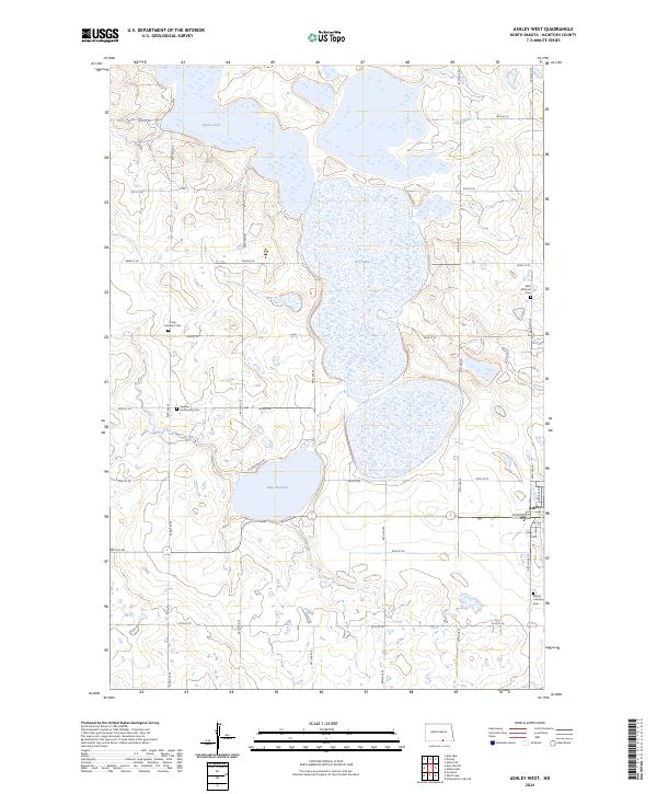 US Topo 7.5-minute map for Ashley West ND Cheap