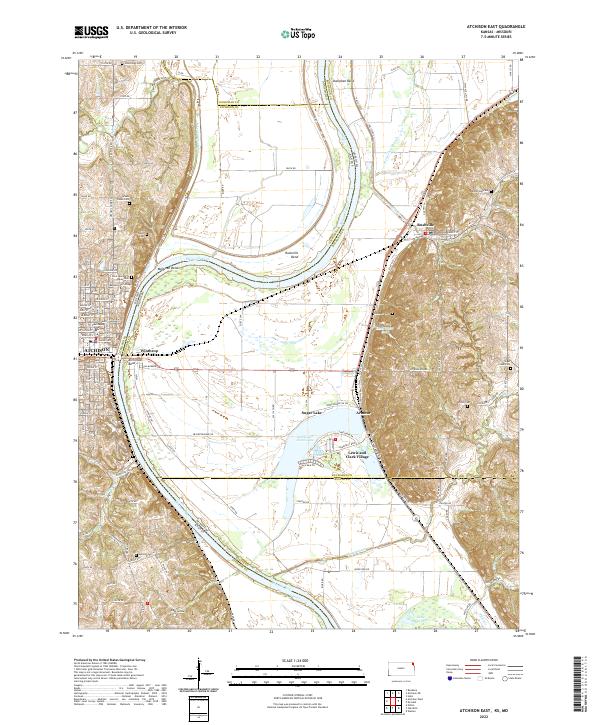 US Topo 7.5-minute map for Atchison East KSMO Discount