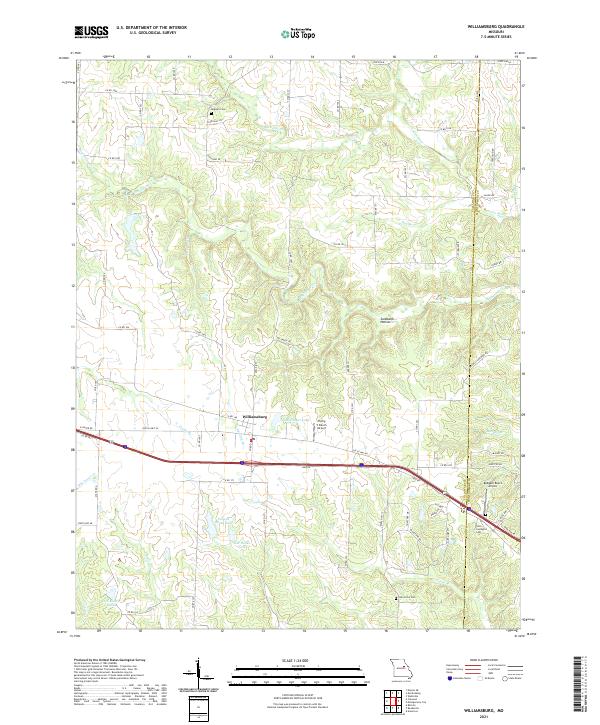 USGS US Topo 7.5-minute map for Williamsburg MO 2021 Discount