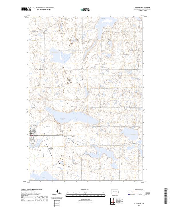 US Topo 7.5-minute map for Ashley East ND Online Hot Sale