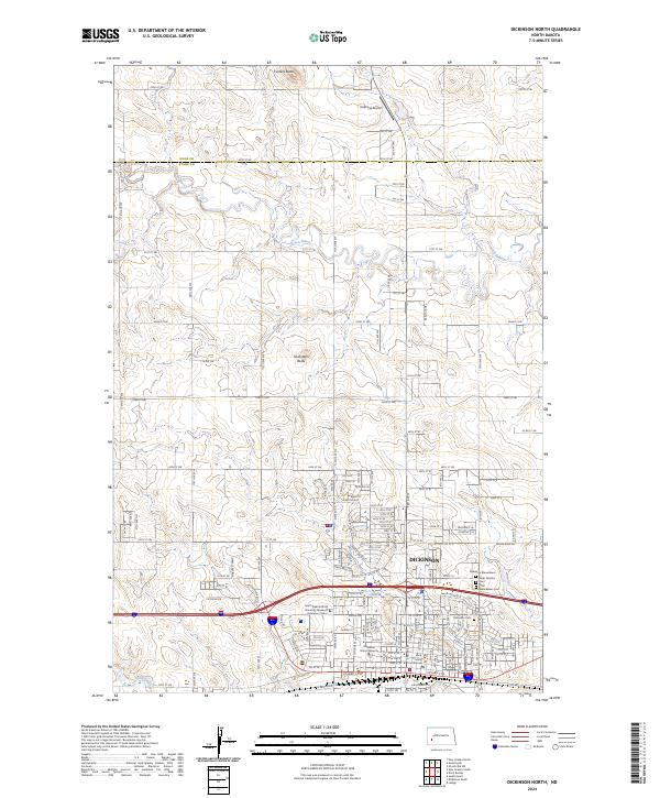 US Topo 7.5-minute map for Dickinson North ND For Cheap