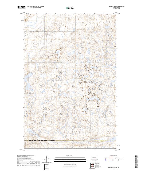 US Topo 7.5-minute map for Alkaline Lake NW ND Online Sale