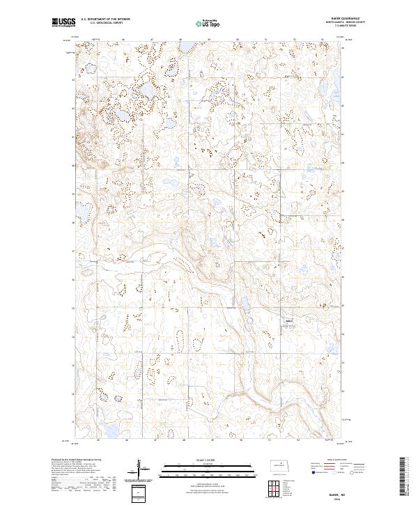 US Topo 7.5-minute map for Baker ND For Discount