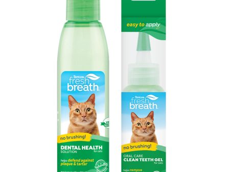 Tropiclean Fresh Breath Oral Care Water Additive & Clean Teeth Gel Bundle For Cats Online Sale