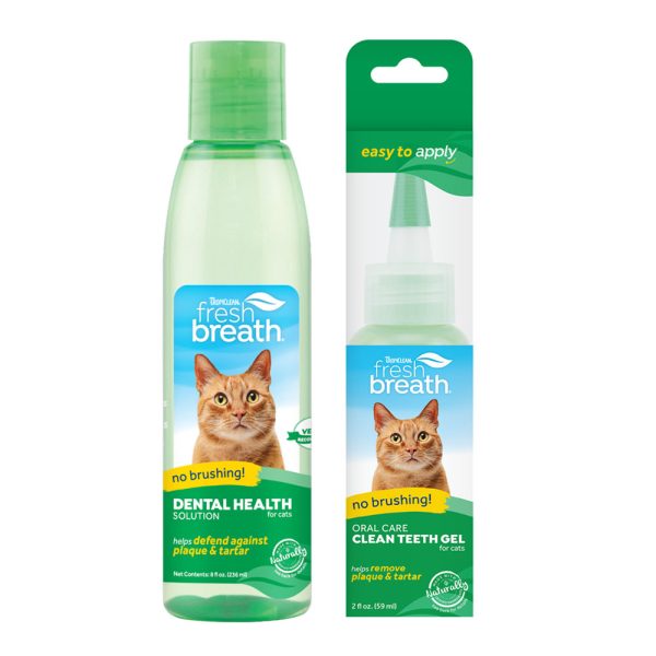 Tropiclean Fresh Breath Oral Care Water Additive & Clean Teeth Gel Bundle For Cats Online Sale