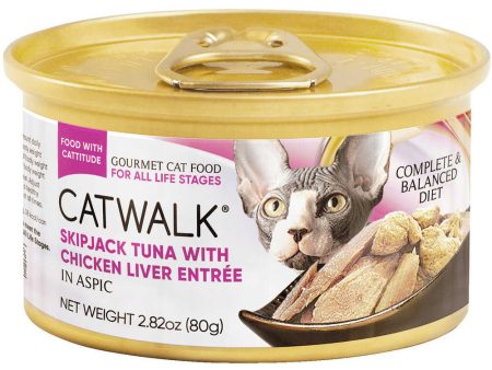 Catwalk Skipjack Tuna With Chicken Liver Entree In Aspic Canned Cat Food 80g Online now