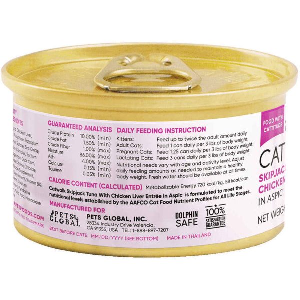 Catwalk Skipjack Tuna With Chicken Liver Entree In Aspic Canned Cat Food 80g Online now