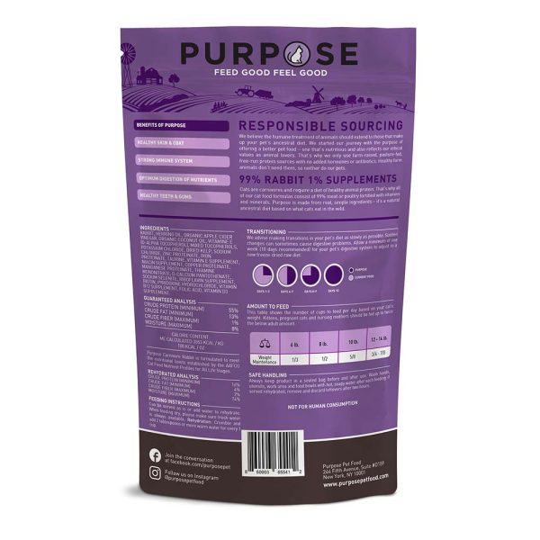 Purpose Carnivore Rabbit Grain-Free Freeze-Dried Cat Food 9oz For Sale