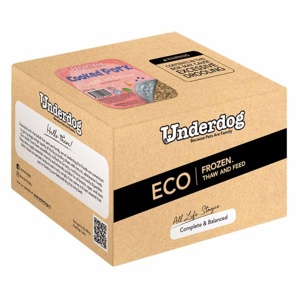 Underdog Cooked Pork Complete & Balanced Eco Pack Frozen Dog Food 3kg Sale