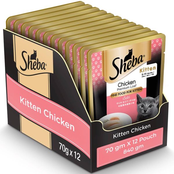 20% OFF: Sheba Chicken Premium Loaf for Kitten Pouch FIne Cat Food 70g x 12 on Sale