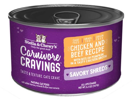 3 FOR $14.40: Stella & Chewy s Carnivore Cravings Savory Shreds Chicken & Beef in Broth Grain-Free Canned Cat Food 5.2oz Online Sale