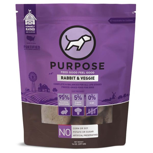 Purpose Rabbit & Veggie Patties Grain-Free Freeze-Dried Dog Food 14oz Online Sale