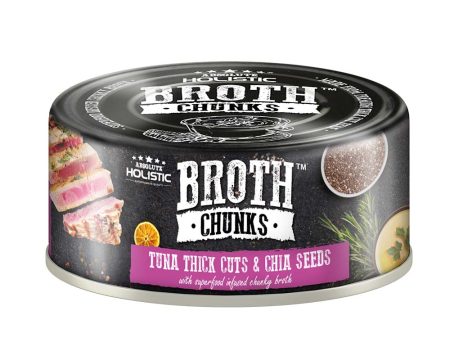 Absolute Holistic Broth Chunks Tuna Thick Cuts & Chia Seeds Grain-Free Canned Food For Cats & Dogs 80g Fashion