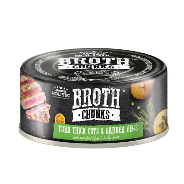 Absolute Holistic Broth Chunks Tuna Thick Cuts & Garden Vegs Grain-Free Canned Food For Cats & Dogs 80g Online Sale