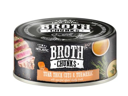 Absolute Holistic Broth Chunks Tuna Thick Cuts & Tumeric Grain-Free Canned Food For Cats & Dogs 80g Sale