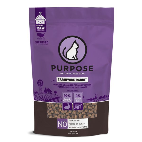 Purpose Carnivore Rabbit Grain-Free Freeze-Dried Cat Food 9oz For Sale