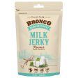 4 FOR $11.50: Bronco Jerky Milk Flavour Dog Treats 70g Supply