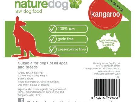 NatureDog Prey Model Raw Kangaroo Frozen Dog Food 1kg For Sale