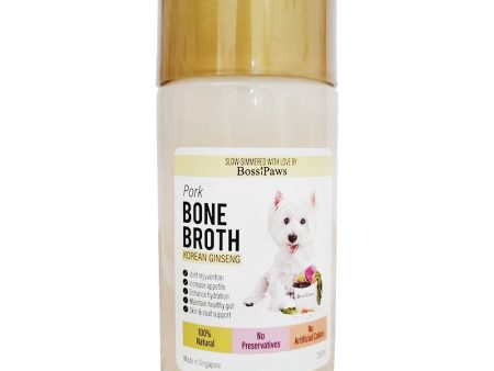 BossiPaws Pork Bone Broth With Korean Ginseng Frozen Dog Food Topper 250ml For Discount