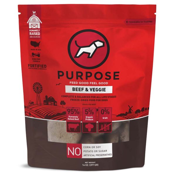 Purpose Beef & Veggie Patties Grain-Free Freeze-Dried Dog Food 14oz Online Sale