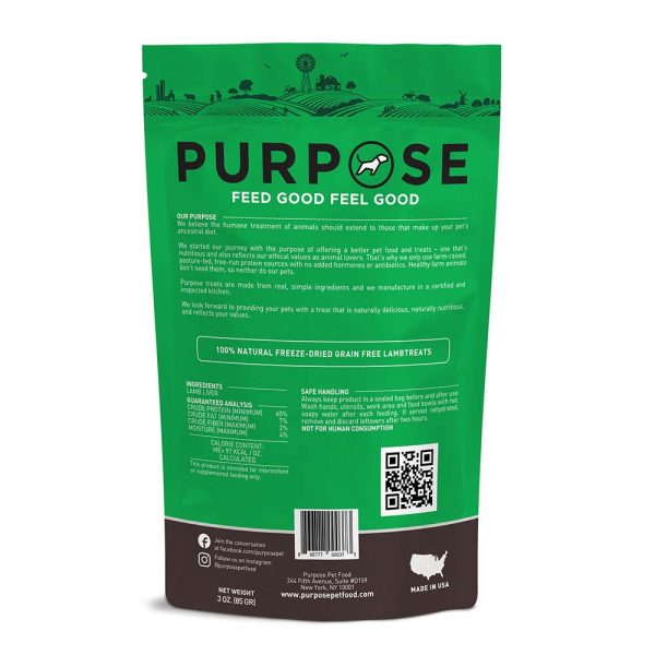 Purpose Lamb Liver Grain-Free Freeze-Dried Treats For Cats & Dogs 3oz Supply