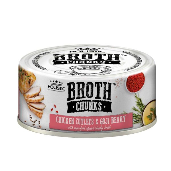 Absolute Holistic Broth Chunks Chicken Cutlets & Goji Berry Grain-Free Canned Food For Cats & Dogs 80g Discount