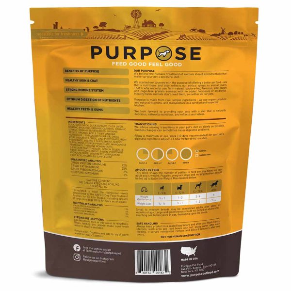 Purpose Duck & Veggie Patties Grain-Free Freeze-Dried Dog Food 14oz on Sale