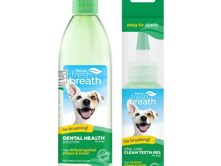 Tropiclean Fresh Breath Oral Care Water Additive & Clean Teeth Gel Bundle For Dogs Supply