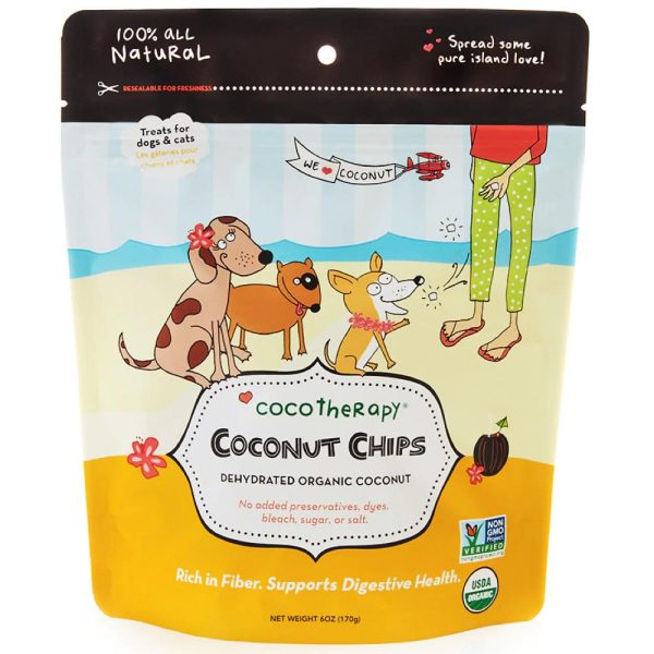 CocoTherapy Dehydrated Organic Coconut Chips Food Toppers For Cats & Dogs 6oz For Discount