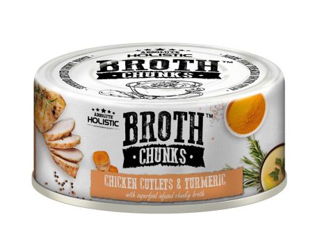 Absolute Holistic Broth Chunks Chicken Cutlets & Tumeric Grain-Free Canned Food For Cats & Dogs 80g Online Hot Sale