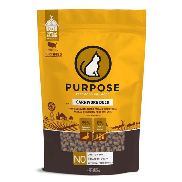 Purpose Carnivore Duck Grain-Free Freeze-Dried Cat Food 9oz Online Hot Sale