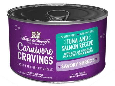 3 FOR $14.40: Stella & Chewy s Carnivore Cravings Savory Shreds Tuna & Salmon in Broth Grain-Free Canned Cat Food 5.2oz Cheap