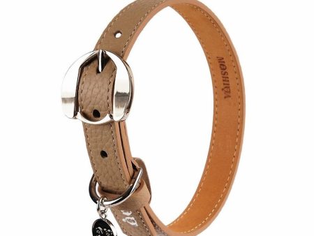 Moshiqa Hachiko Leather Dog Collar (Dark Beige) Supply