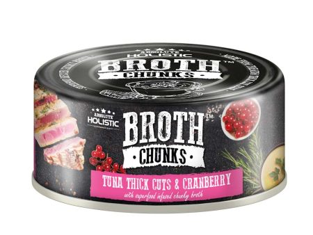 Absolute Holistic Broth Chunks Tuna Thick Cuts & Cranberry Grain-Free Canned Food For Cats & Dogs 80g Discount