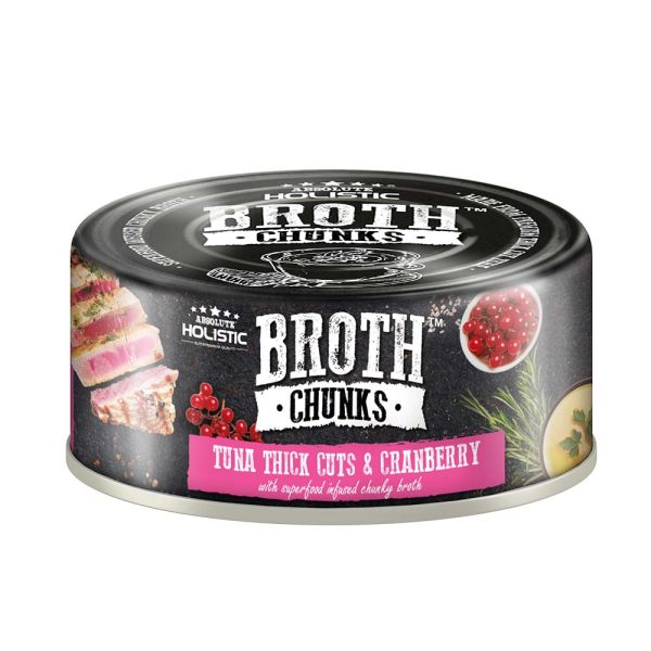 Absolute Holistic Broth Chunks Tuna Thick Cuts & Cranberry Grain-Free Canned Food For Cats & Dogs 80g Discount