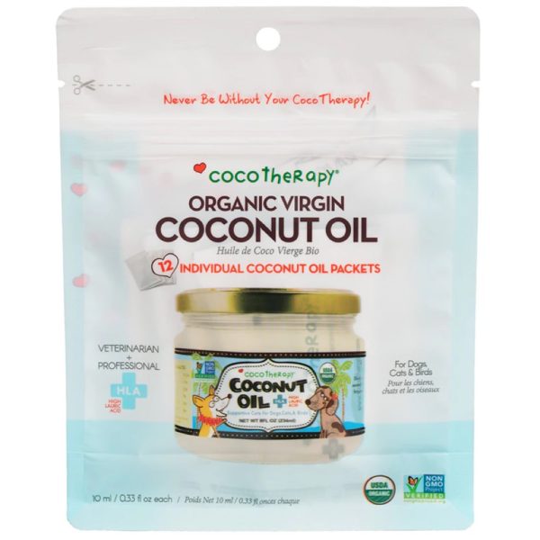 CocoTherapy Organic Virgin Coconut Oil For Cats, Dogs & Birds (Packets) 12 x 0.33oz on Sale